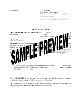 Show details for Virginia Quitclaim Deed from Husband and Wife to Individual Picture of Virginia Quitclaim Deed from Husband and Wife to Individual