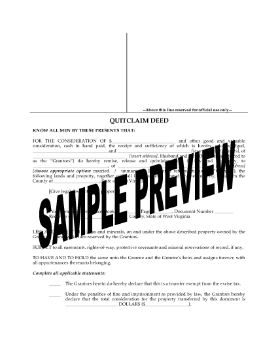 Show details for West Virginia Quitclaim Deed from Husband and Wife to Individual Picture of West Virginia Quitclaim Deed from Husband and Wife to Individual