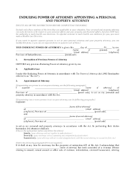 Show details for Saskatchewan Enduring Power of Attorney for Personal and Property Attorney Picture of Saskatchewan Enduring Power of Attorney for Personal and Property Attorney