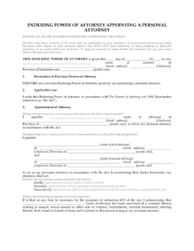 Saskatchewan Enduring Power of Attorney - Personal Attorney 1 Saskatchewan Enduring Power of Attorney - Personal Attorney 1