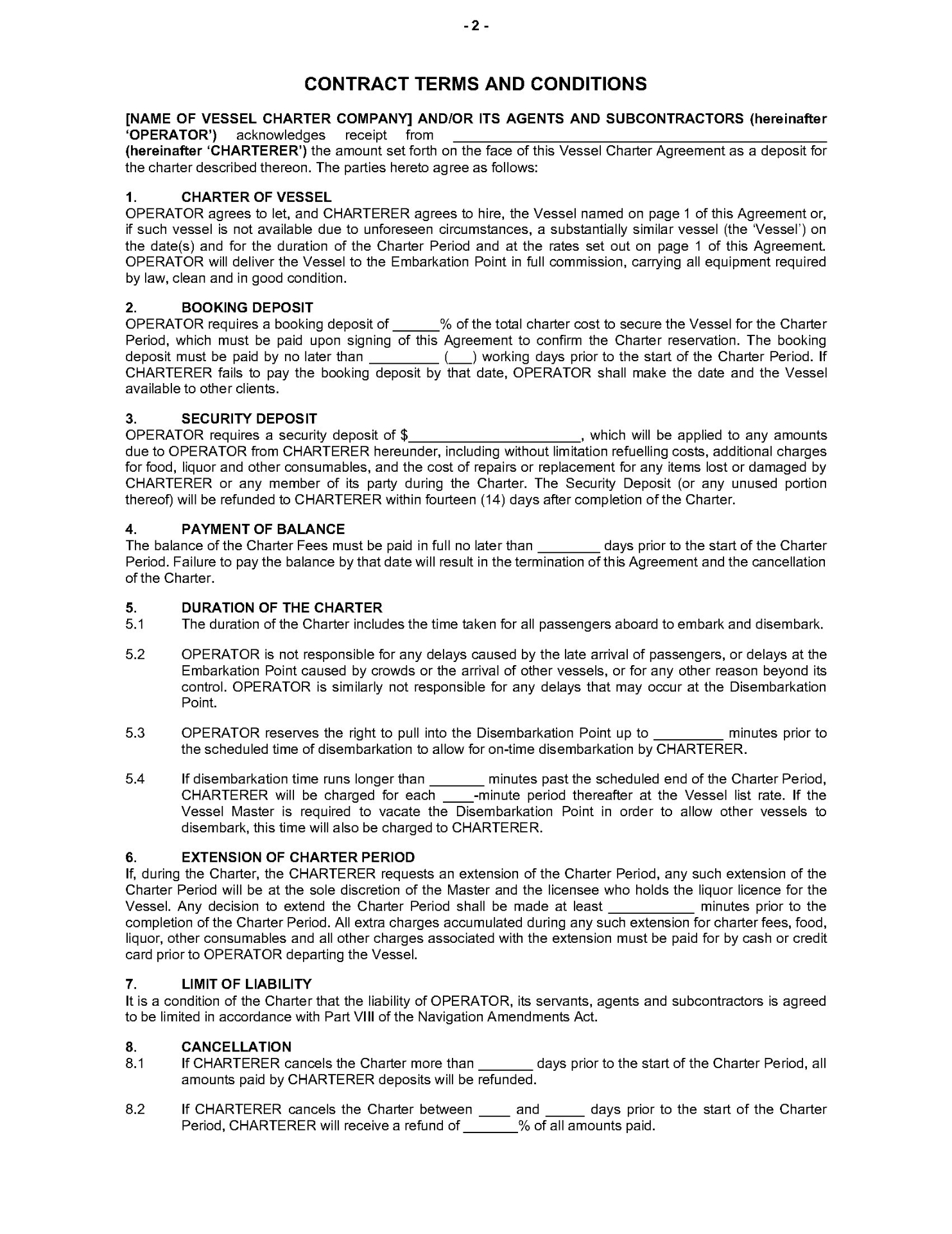 Australia Skippered Vessel Charter Agreement | MegaDox.com
