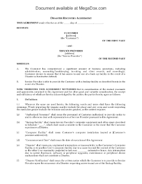 Show details for Data Disaster Recovery Agreement Picture of Data Disaster Recovery Agreement