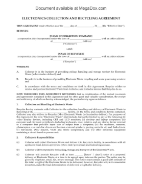 Electronic Waste Collection and Recycling Agreement Picture of Electronic Waste Collection and Recycling Agreement