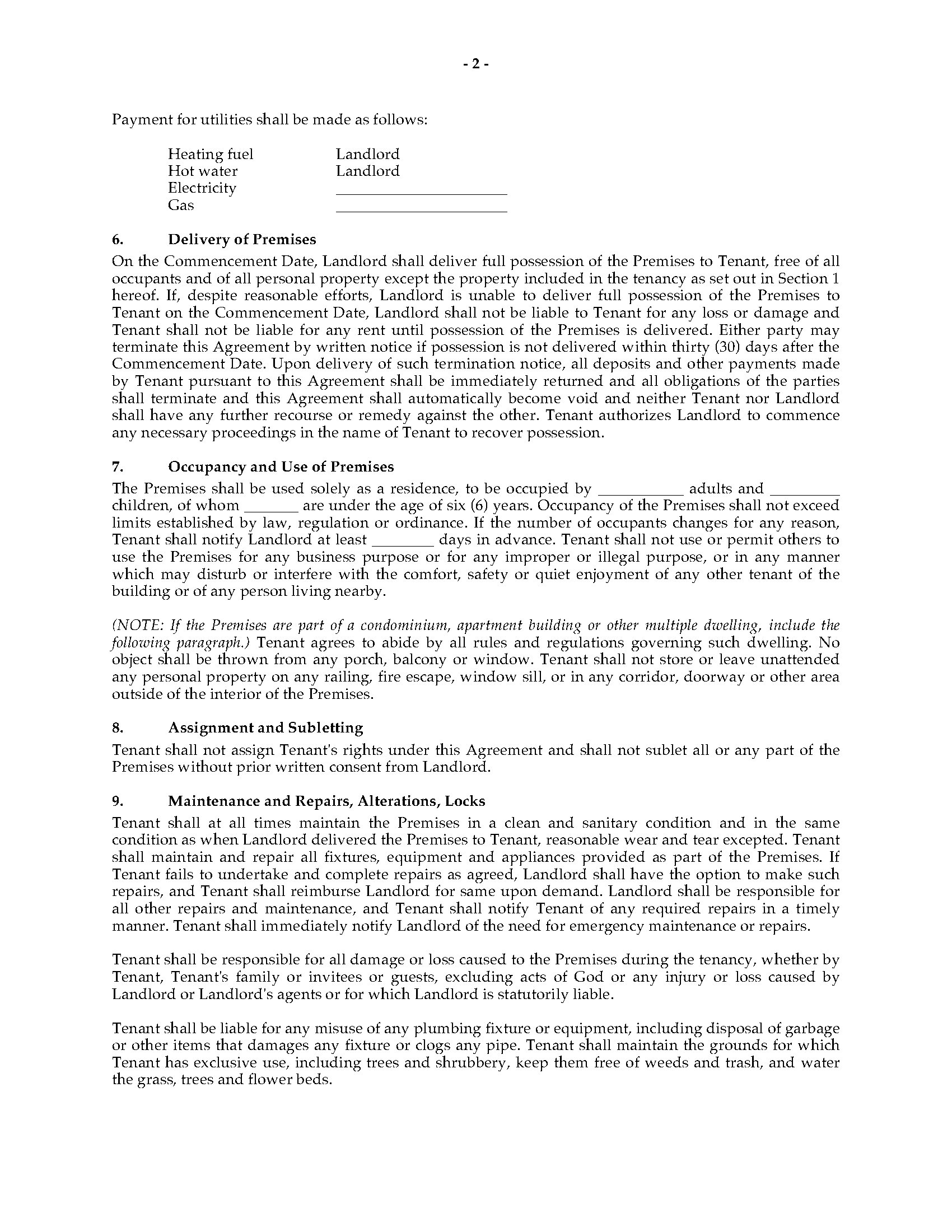 USA Residential Tenancy at Will Agreement | MegaDox.com