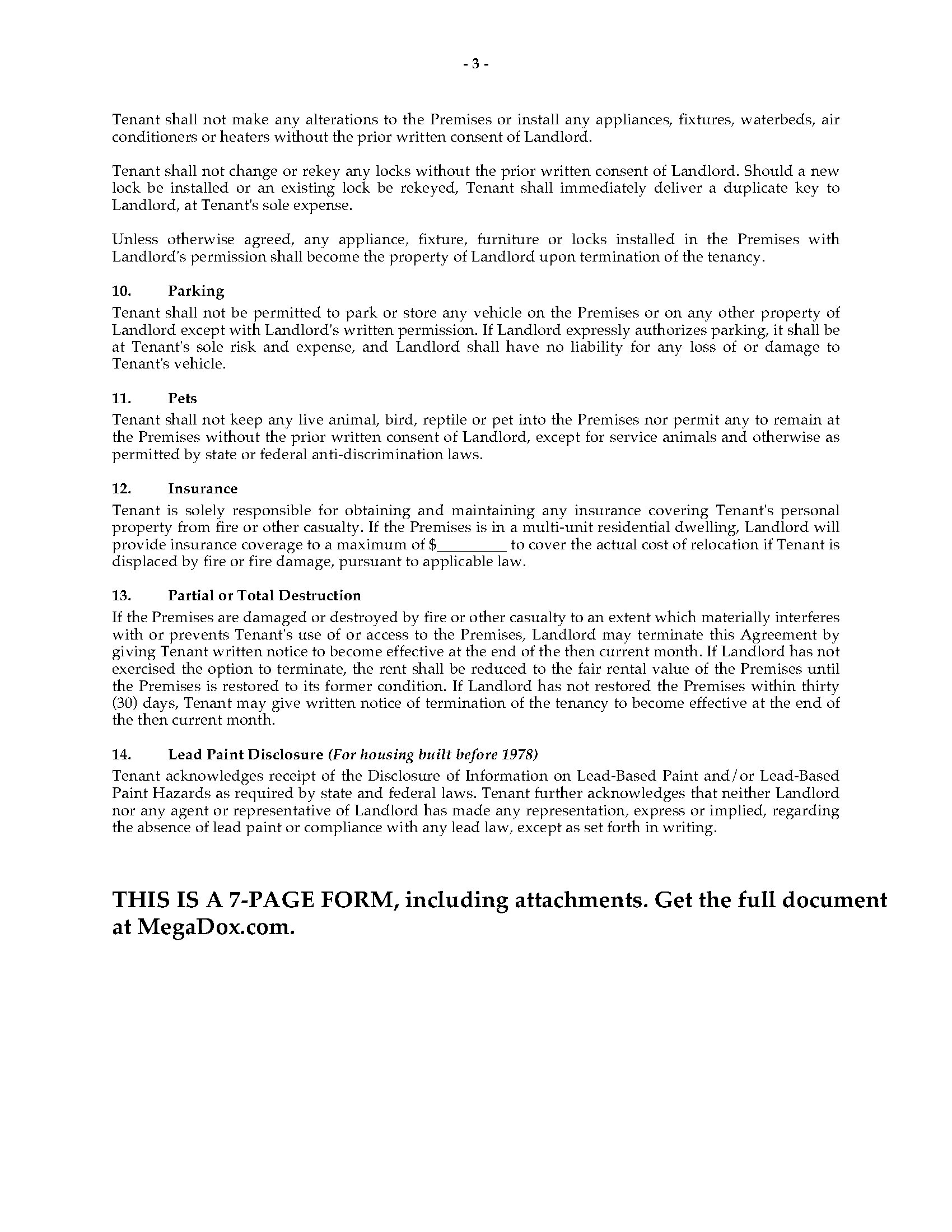 USA Residential Tenancy at Will Agreement | MegaDox.com