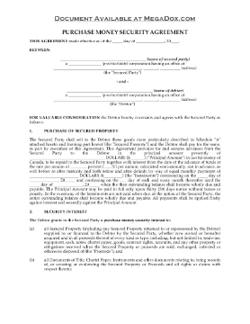 Show details for British Columbia Purchase Money Security Agreement Picture of British Columbia Purchase Money Security Agreement