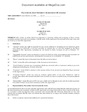 Show details for Factoring and Security Agreement with Full Recourse | Canada Picture of Factoring and Security Agreement with Full Recourse | Canada