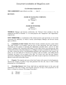 Canada Equipment Rental Joint Venture Agreement Canada Equipment Rental Joint Venture Agreement