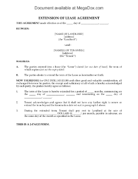 Picture of Alberta Extension of Residential Lease
