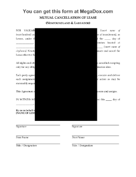 Picture of Newfoundland Mutual Cancellation of Commercial Lease