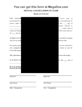 Show details for Saskatchewan Mutual Cancellation of Commercial Lease Picture of Saskatchewan Mutual Cancellation of Commercial Lease