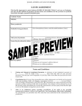 Lay-by agreement for AU and NZ layby agreement template that can be used in both Australia and New Zealand
