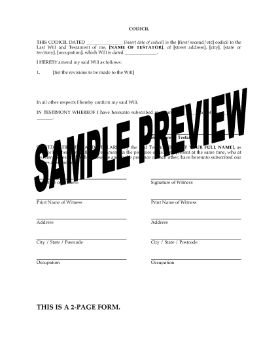 Show details for Australia Will Codicil Picture of Australia Will Codicil