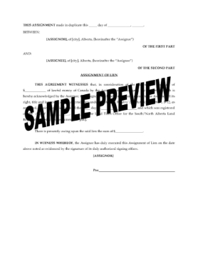 Alberta Assignment of Builder's Lien Alberta Assignment of Builder's Lien