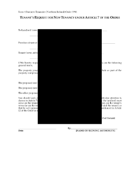 Show details for Northern Ireland Tenant's Request for New Tenancy Picture of Northern Ireland Tenant's Request for New Tenancy