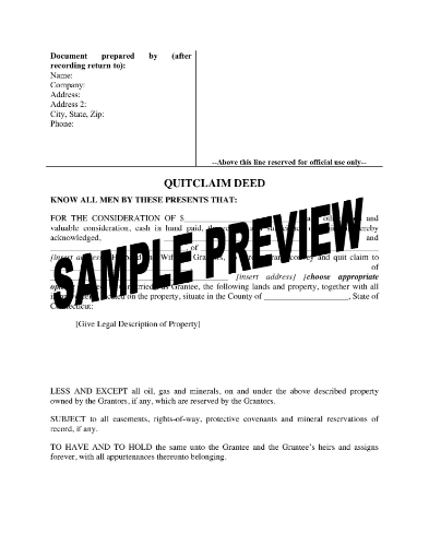 Connecticut Quitclaim Deed (two persons to one person)