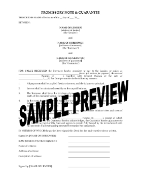 Show details for Promissory Note with Guarantee | UK Picture of Promissory Note with Guarantee | UK