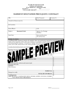 Show details for Basement Renovation Price Quote and Contract Picture of Basement Renovation Price Quote and Contract