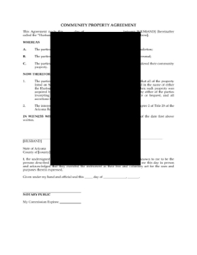 Arizona Community Property Agreement Arizona Community Property Agreement