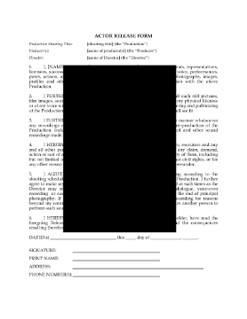 Show details for Performer Release and Consent Form for Film or TV Picture of Performer Release and Consent Form for Film or TV