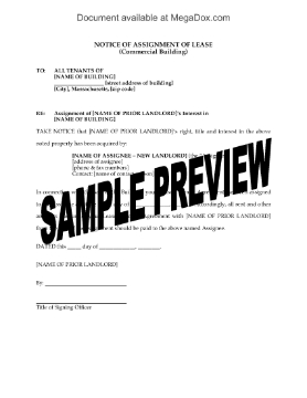 Show details for Massachusetts Notice of Assignment of Commercial Lease Picture of Massachusetts Notice of Assignment of Commercial Lease
