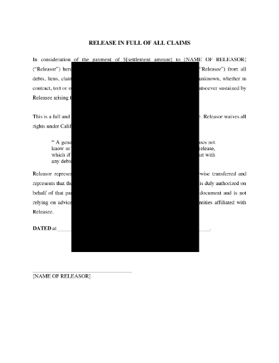 California General Release of Claims
