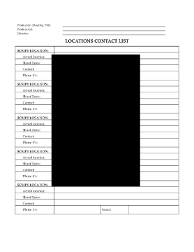 Show details for Film Location Contact List Picture of Film Location Contact List