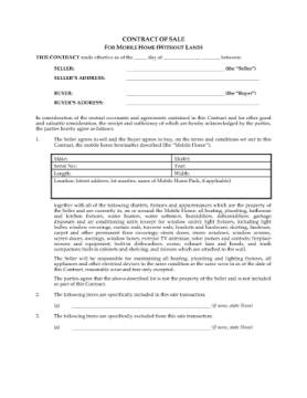 USA Mobile Home Sale Contract USA Mobile Home Sale Contract