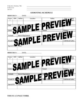 Show details for Film Production Shooting Schedule Picture of Film Production Shooting Schedule