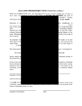 Show details for Balloon Promissory Note with Collateral Provisions Picture of Balloon Promissory Note with Collateral Provisions