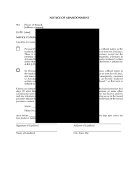 Arizona Notice of Abandonment form Arizona Notice of Abandonment form
