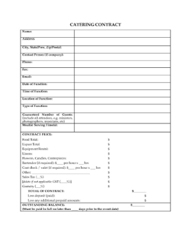 Catering Contract Template Catering Contract Template