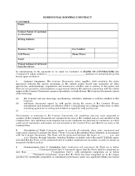 Show details for Roofing Contract for Residential Customers Picture of Roofing Contract for Residential Customers
