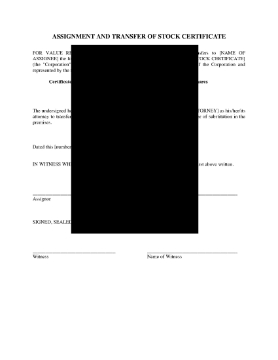 Show details for Assignment and Transfer of Stock Certificate | USA Picture of Assignment and Transfer of Stock Certificate | USA