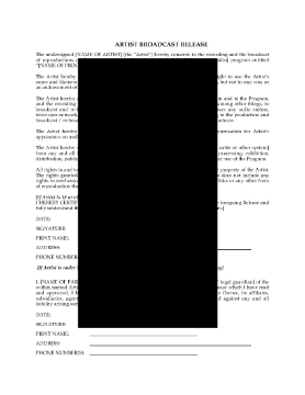 Show details for Artist Broadcast Release  for TV or Radio Show Picture of Artist Broadcast Release  for TV or Radio Show