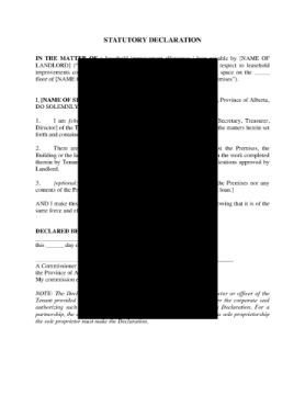 Alberta Declaration of Completion of Leasehold Improvements Alberta Declaration of Completion of Leasehold Improvements