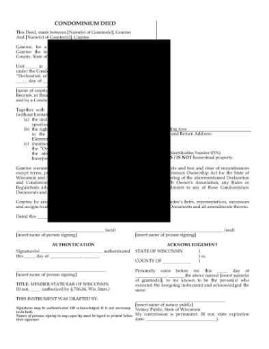 Picture of Wisconsin Condominium Deed