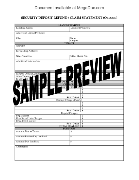Show details for Oregon Statement of Security Deposit Refund Picture of Oregon Statement of Security Deposit Refund
