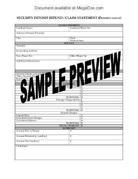 Show details for Pennsylvania Security Deposit Statement Picture of Pennsylvania Security Deposit Statement