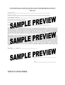 Show details for Nevada Unconditional Waiver and Release of Lien Upon Progress Payment Picture of Nevada Unconditional Waiver and Release of Lien Upon Progress Payment