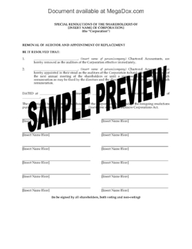 Canada Shareholder Resolution to remove auditor Canada Shareholder Resolution to remove auditor