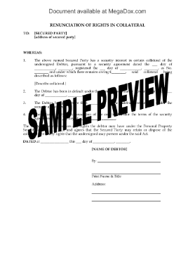 Show details for Renunciation of Rights in Collateral | Canada Picture of Renunciation of Rights in Collateral | Canada