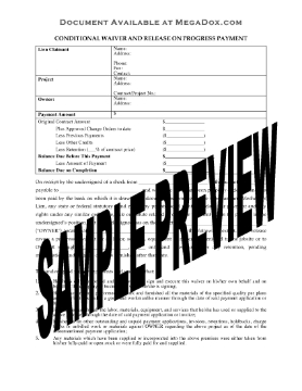 Show details for Washington Conditional Lien Waiver and Release on Progress Payment Picture of Washington Conditional Lien Waiver and Release on Progress Payment