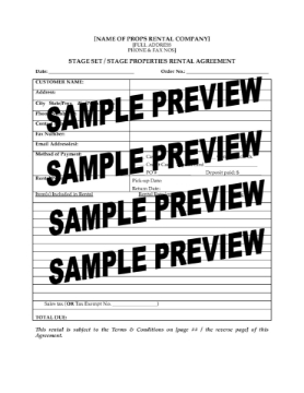 Stage Set and Props Rental Agreement Stage Set and Props Rental Agreement