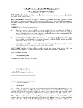Australia Tenants in Common Agreement for Investment Property Australia Tenants in Common Agreement for Investment Property