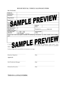 Film Crew Kit Rental and Vehicle Allowance Forms Film Crew Kit Rental and Vehicle Allowance Forms