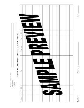 Props Breakdown Sheet for Film Production Props Breakdown Sheet for Film Production