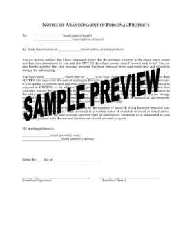 Montana Notice of Abandonment of Personal Property Montana Notice of Abandonment of Personal Property