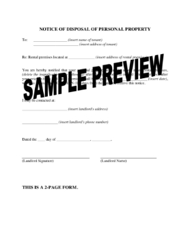 Nevada Notice of Disposal of Personal Property Nevada Notice of Disposal of Personal Property