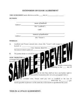 Arizona Extension of Residential Lease Arizona Extension of Residential Lease